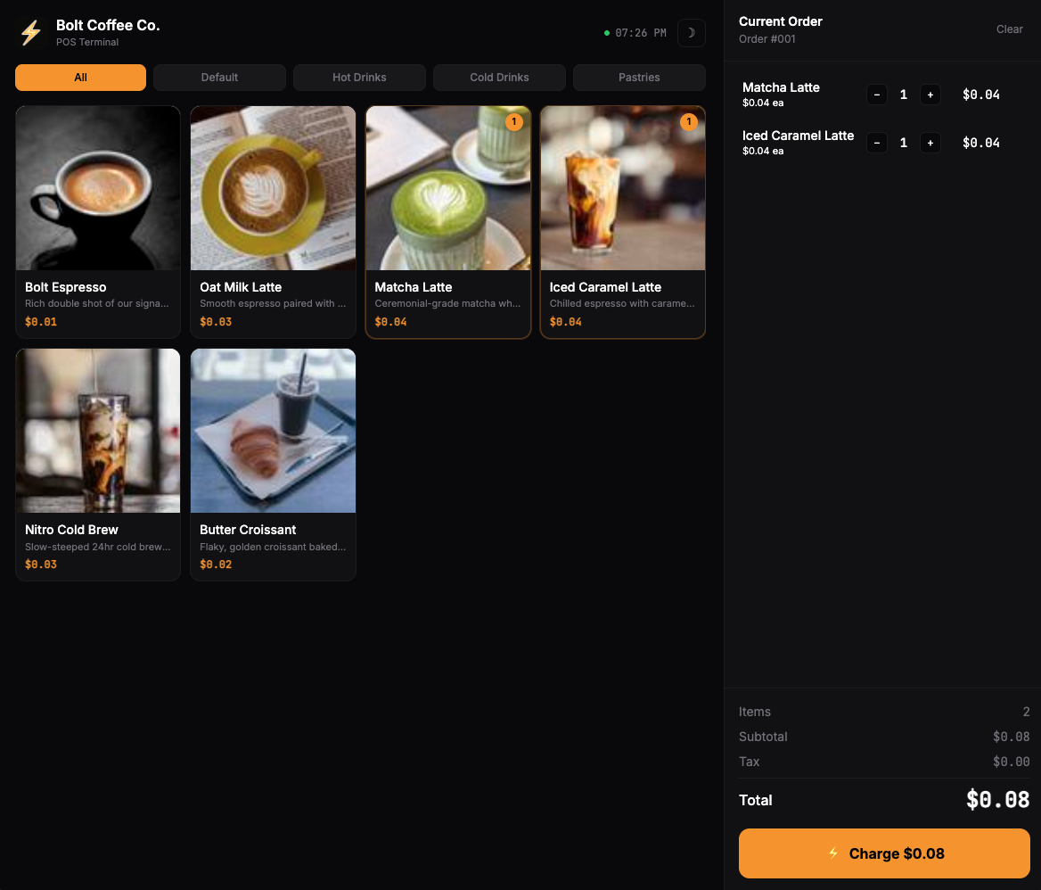 SatsRail POS on tablet